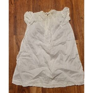 Vintage Baby Girls Dress White Sheer 3-6 Months Embroidered